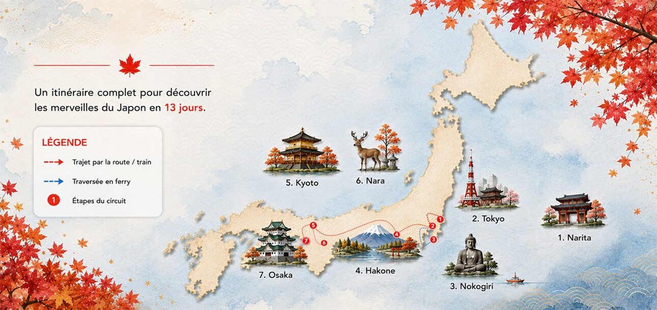 Japon en petit Groupe automne 2026 - Carte