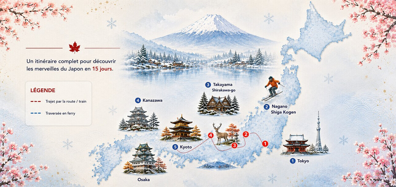 Japon en petit Groupe hiver 2027 - Carte