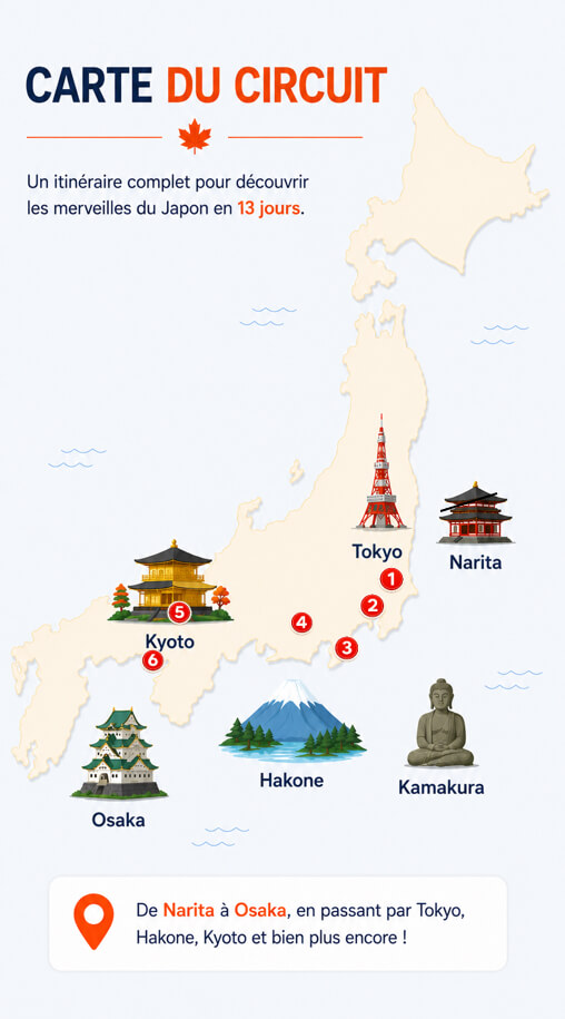 Japon en petit Groupe printemps 2027 - Carte